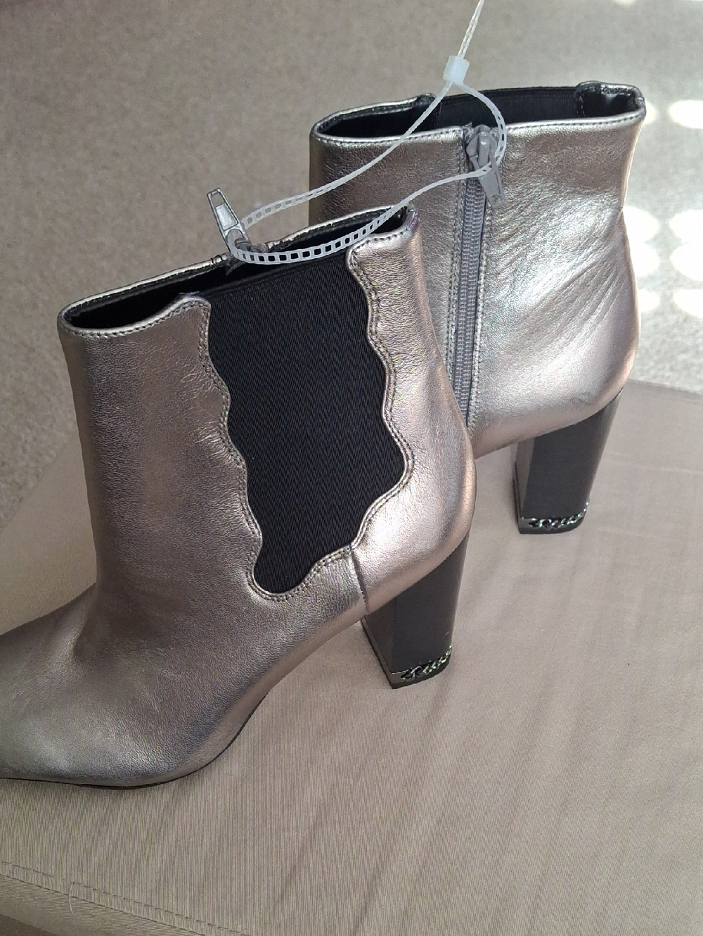 Preston & York Metallic Pewter Ankle Booties
